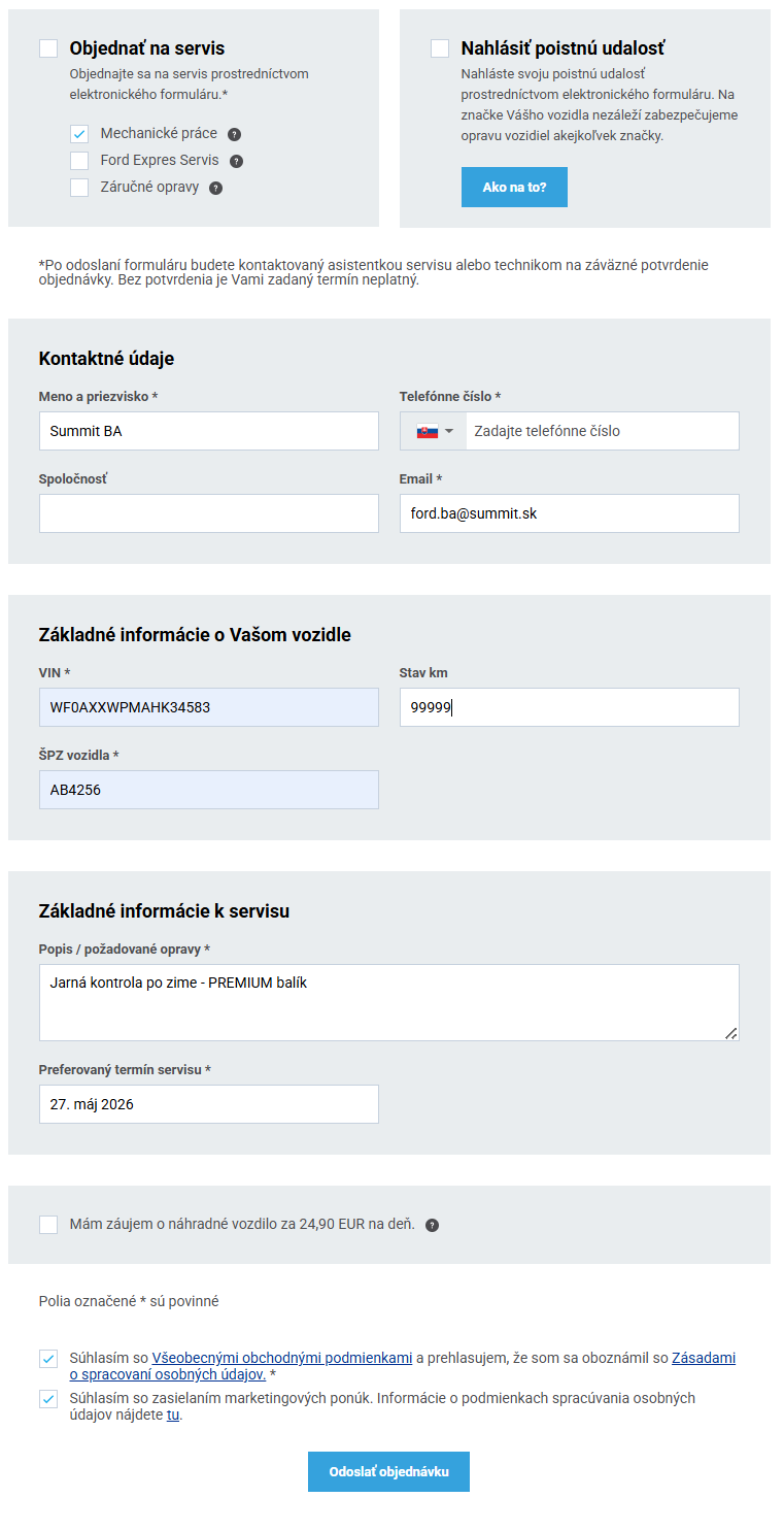 Ukážka vyplneného formulára